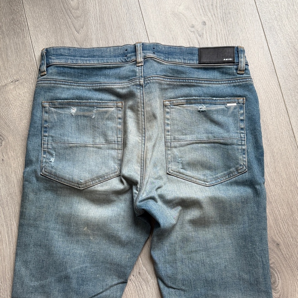 Amiri Men's Distressed Blue Jeans - Picture 5 of 6